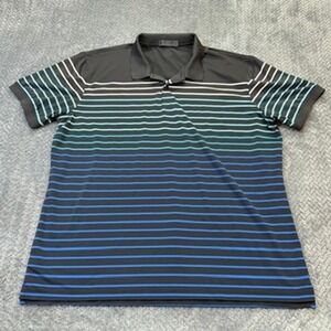 G/FORE Polo Shirt Mens XL Black Blue Ombre Stripe Excellent Golf Performance